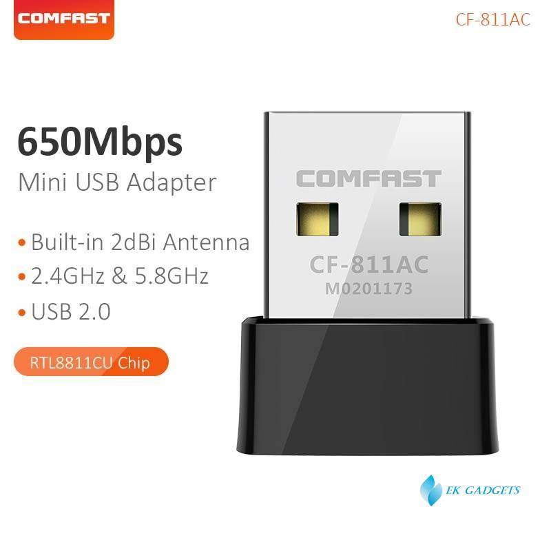 Comfast 650Mbps Dual Band 2.4&5.8G USB Wireless Adapter 802.11AC Antenna For Laptop Desktop Super Speed Network Card CF-811AC