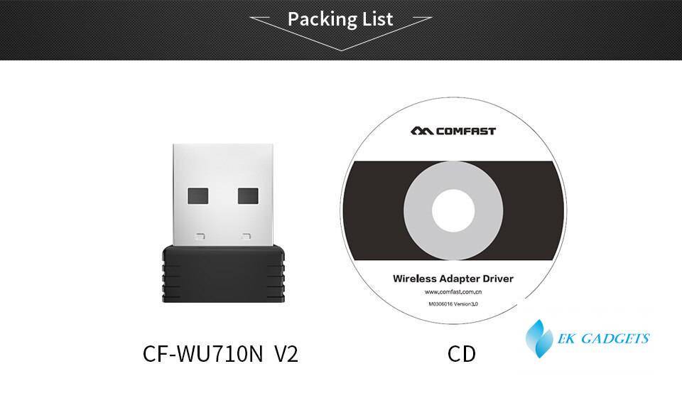 COMFAST Mini Network Card 2.4G USB2.0 WiFi Adapter 150Mbps External Wireless LAN Ethernet Wi-Fi Support Windows CF-WU710N