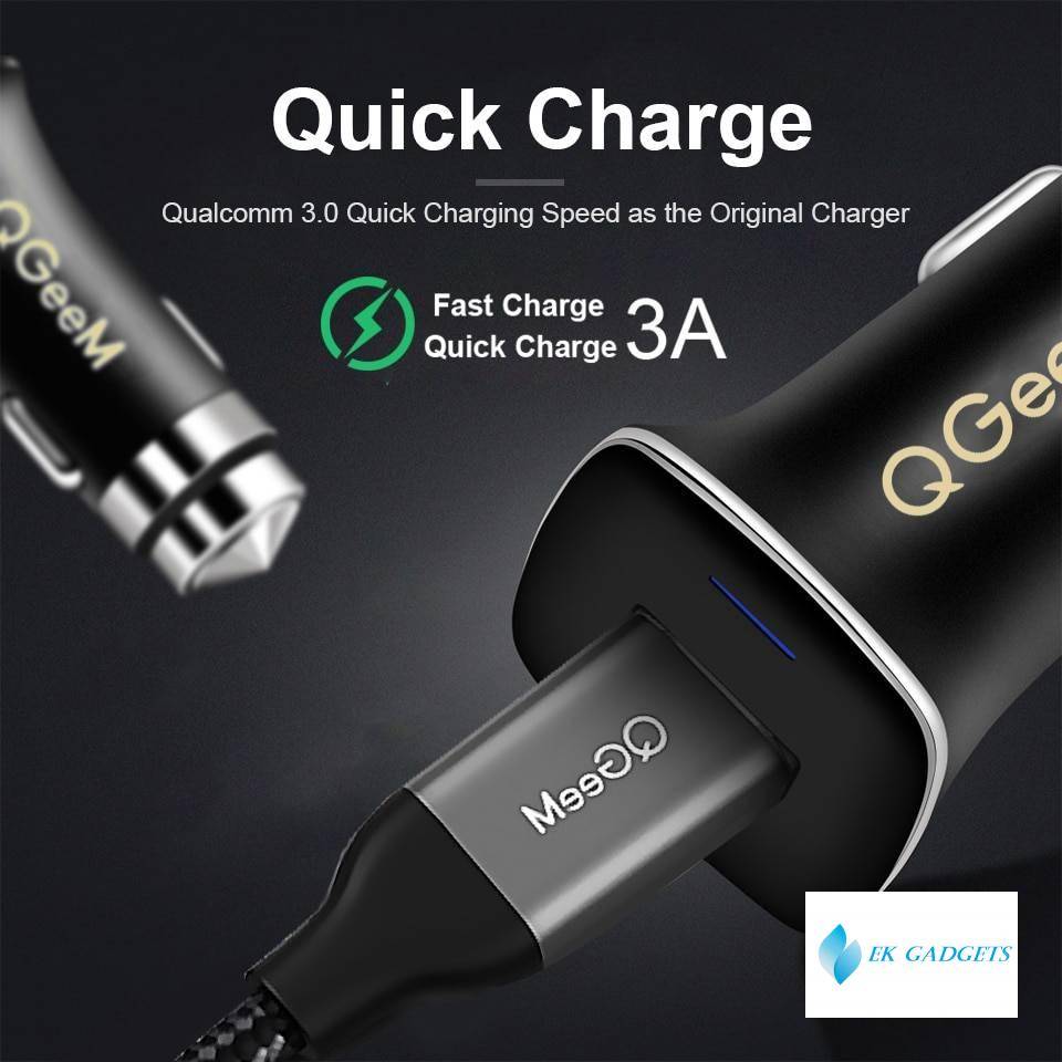 3.0 USB Car Charger Safety Hammer Quick Charge 3.0 Car Fast Charger Phone Charging Adapter for iPhone Xiaomi Mi 9 Redmi