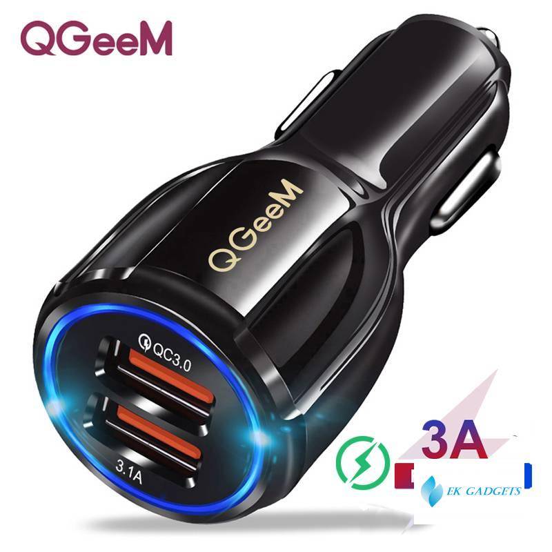 Dual USB QC 3.0 Car Charger Quick Charge 3.0 Phone Charging Car Fast Charger 2Ports USB Portable Charger for iPhone Xiaom