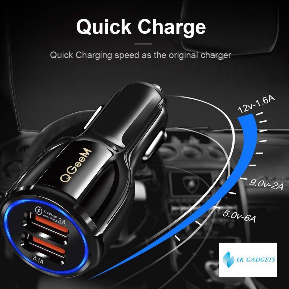 Dual USB QC 3.0 Car Charger Quick Charge 3.0 Phone Charging Car Fast Charger 2Ports USB Portable Charger for iPhone Xiaom